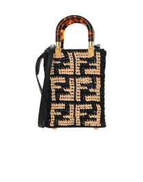 FENDI PRE-OWNED BOLSA SATCHEL SUNSHINE MINI DE RAFIA CON MOTIVO