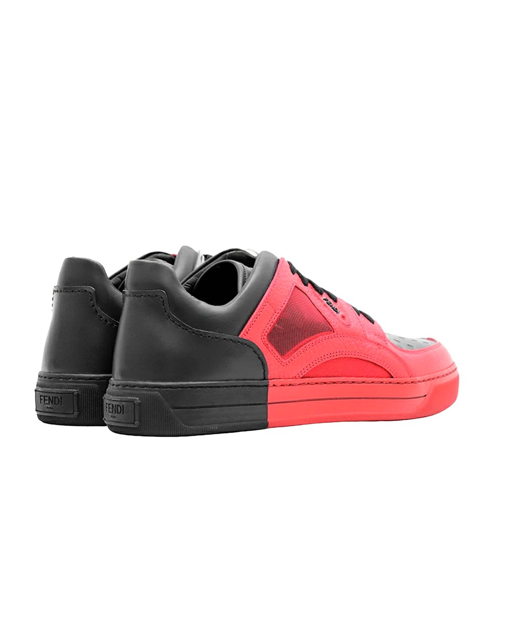 BUY FENDI LEATHER LOGO PERFORATED SNEAKER 'RED BLACK