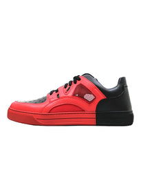 BUY FENDI LEATHER LOGO PERFORATED SNEAKER 'RED BLACK