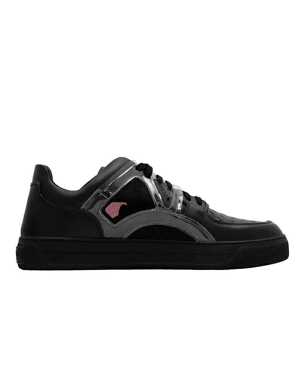 BUY FENDI LEATHER LOGO PERFORATED SNEAKER 'RED BLACK