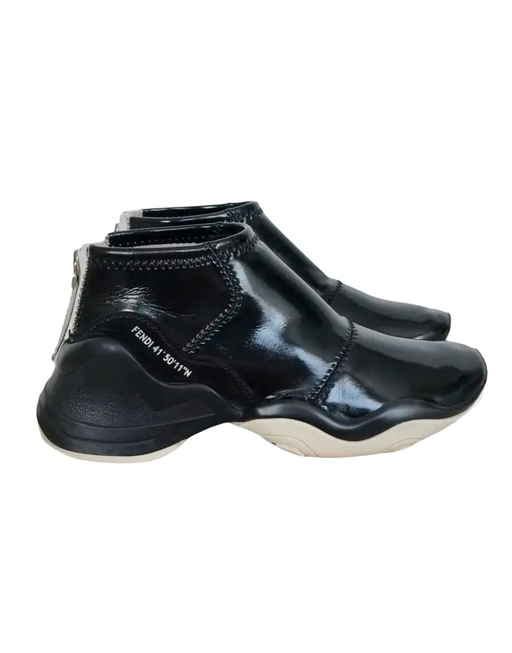 ZAPATILLAS FENDI FFLUID HIGH DE CHAROL NEGRO BRILLANTE