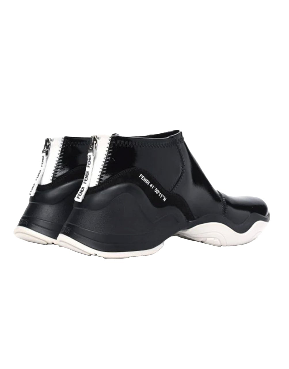 ZAPATILLAS FENDI FFLUID HIGH DE CHAROL NEGRO BRILLANTE