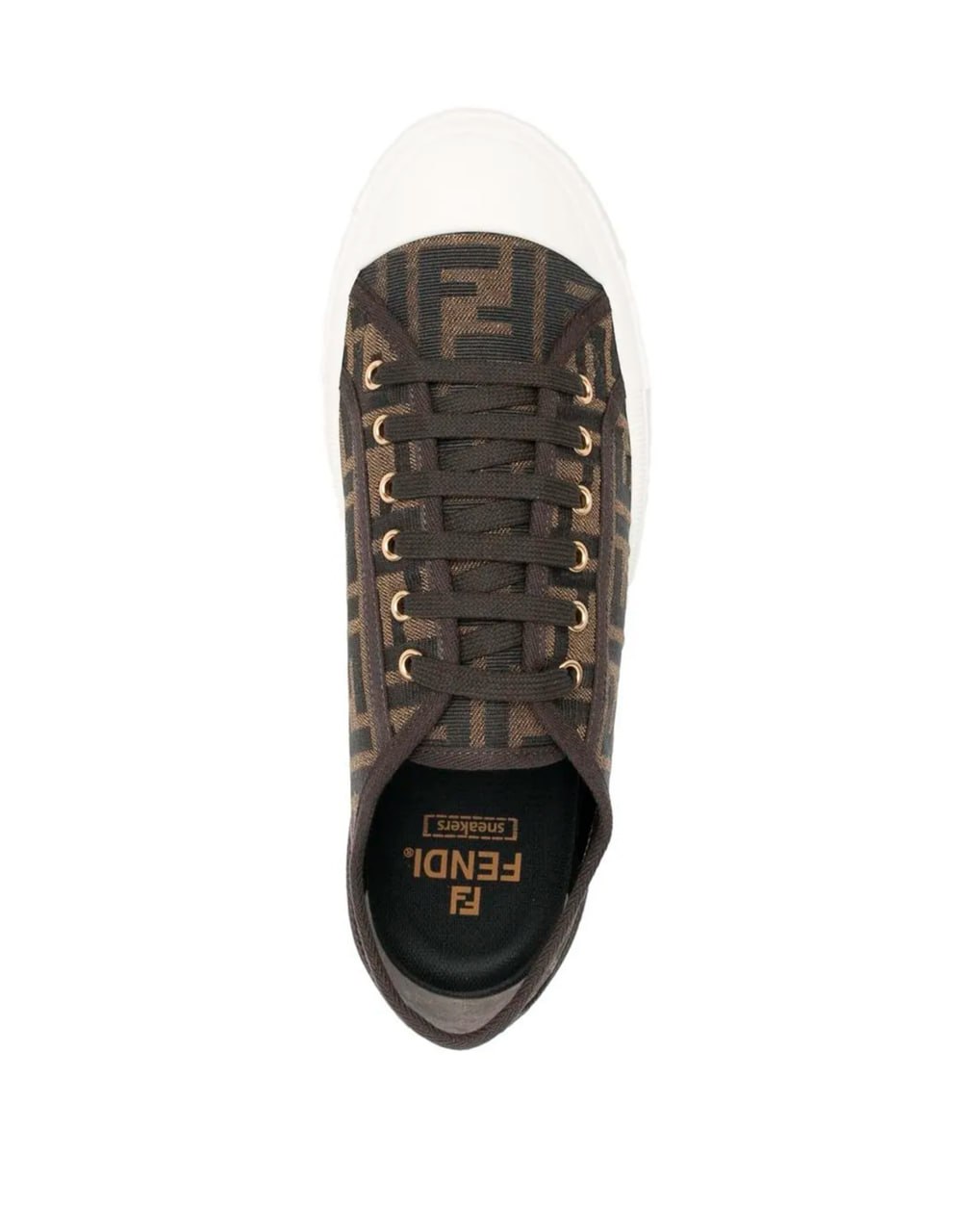 FENDI DOMINO LOW-TOP SNEAKER IN THE BROWN FF JACQUARD CANVAS