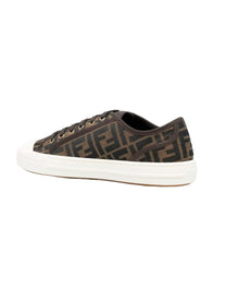 FENDI DOMINO LOW-TOP SNEAKER IN THE BROWN FF JACQUARD CANVAS