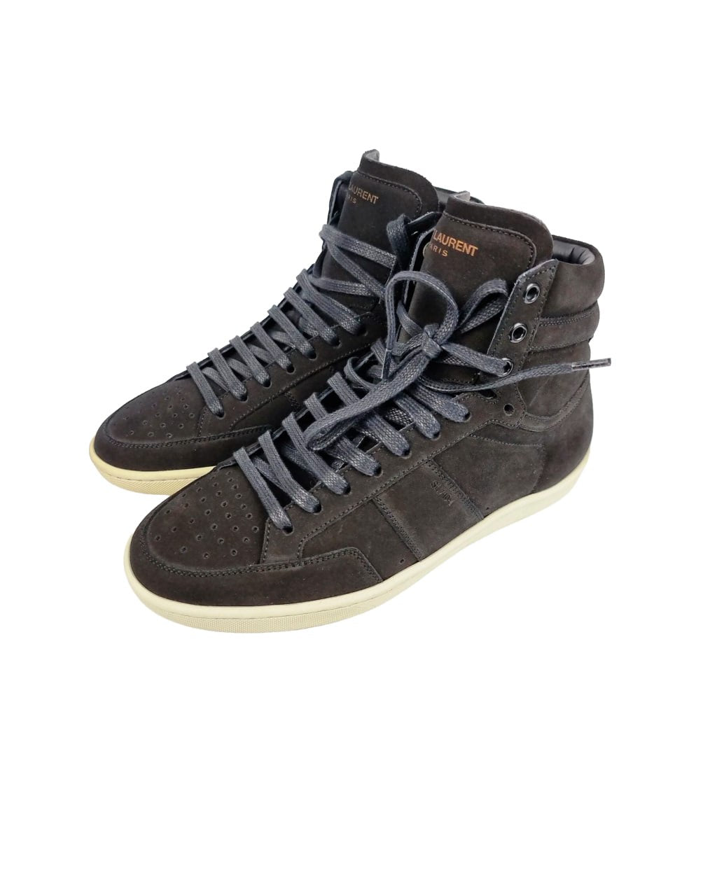 SAINT LAURENT SL/10H SIGNATURE COURT CLASSIC HI-TOP SNEAKER IN BROWN SUEDE.