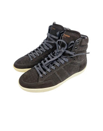 SAINT LAURENT SL/10H SIGNATURE COURT CLASSIC HI-TOP SNEAKER IN BROWN SUEDE.