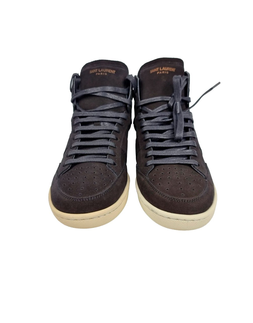 SAINT LAURENT SL/10H SIGNATURE COURT CLASSIC HI-TOP SNEAKER IN BROWN SUEDE.