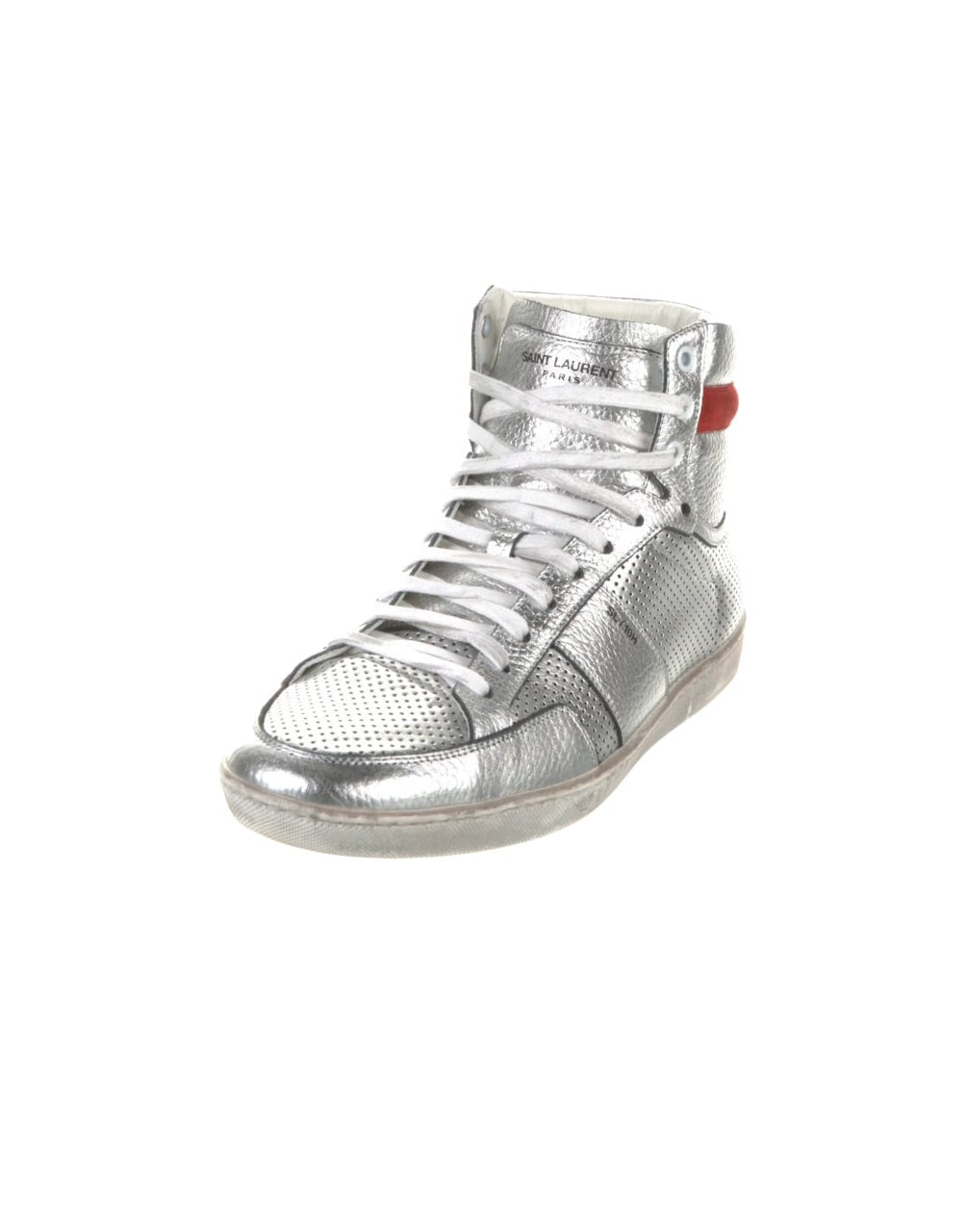 ZAPATILLAS ALTAS DE CUERO METÁLICO SAINT LAURENT SL-10 HIGH 'SILVER'