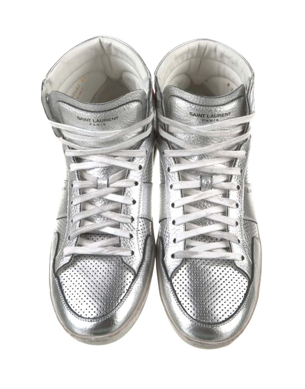 ZAPATILLAS ALTAS DE CUERO METÁLICO SAINT LAURENT SL-10 HIGH 'SILVER'
