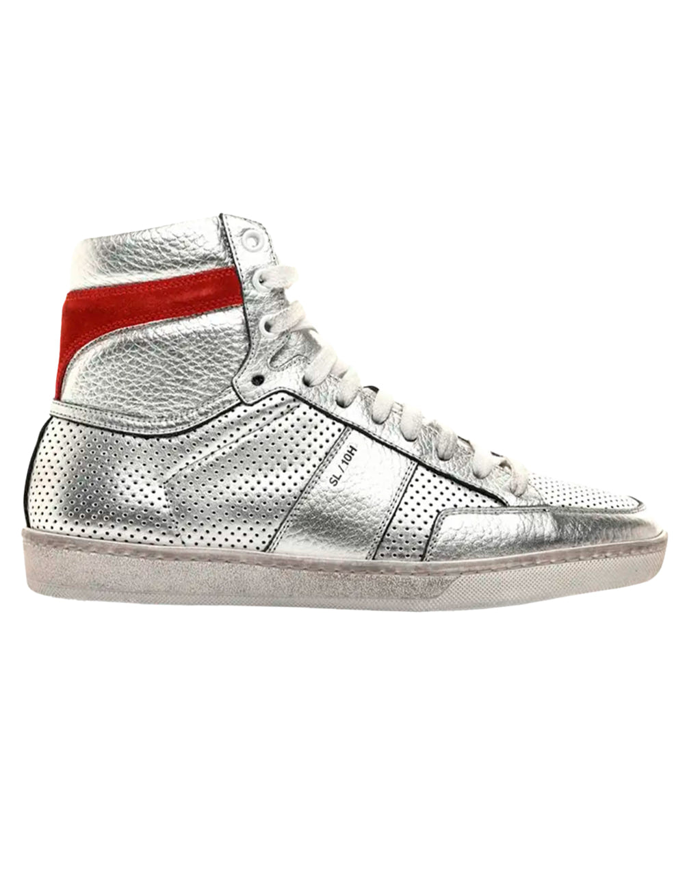 ZAPATILLAS ALTAS DE CUERO METÁLICO SAINT LAURENT SL-10 HIGH 'SILVER'