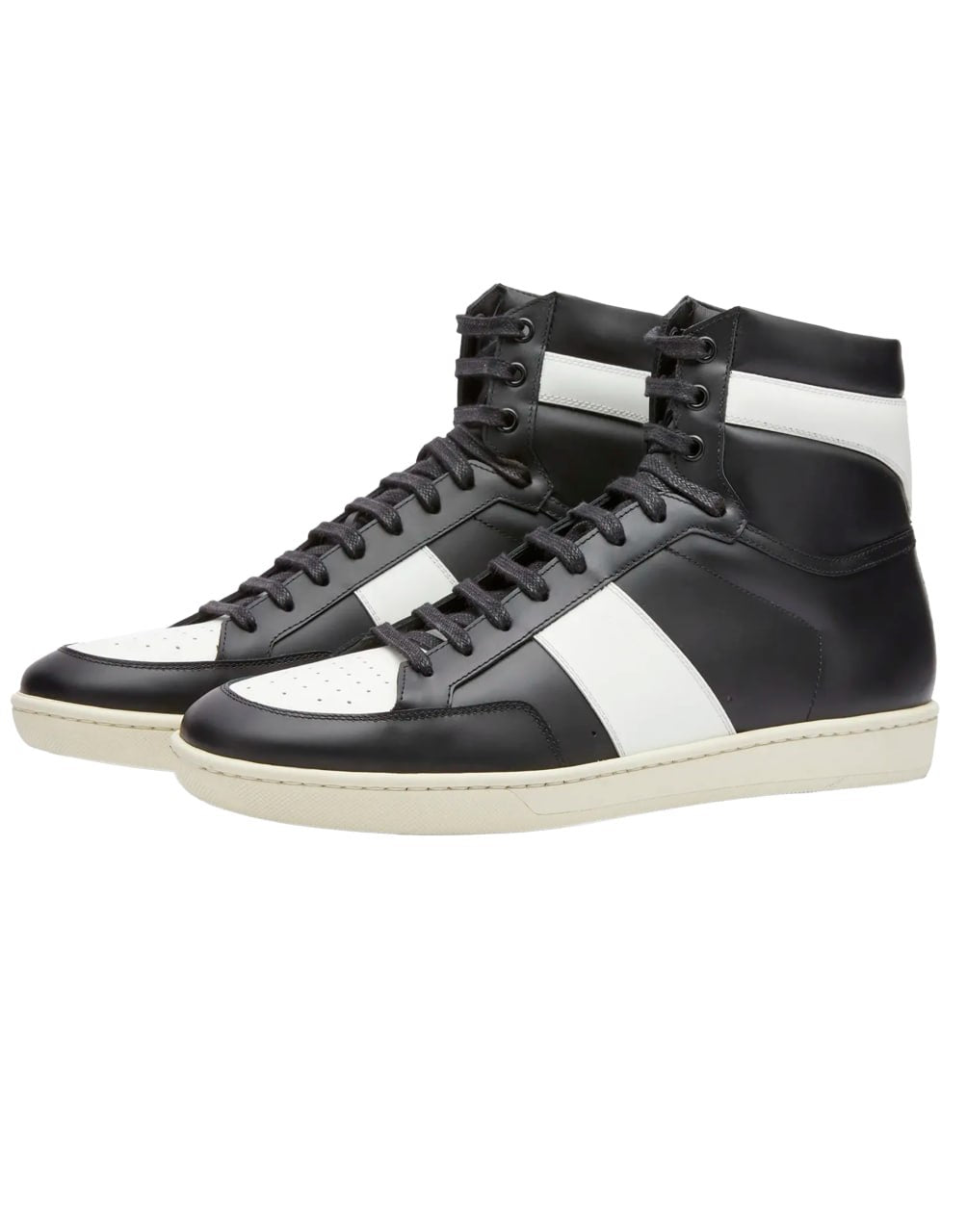 ZAPATILLA ALTA SAINT LAURENT SIGNATURE COURT CLASSIC SL/10H EN CUERO BLANCO Y NEGRO