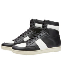 ZAPATILLA ALTA SAINT LAURENT SIGNATURE COURT CLASSIC SL/10H EN CUERO BLANCO Y NEGRO