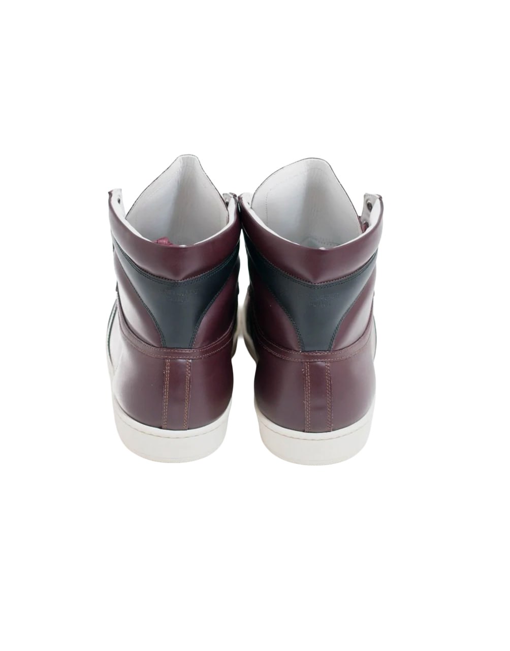 SAINT LAURENT SIGNATURE COURT CLASSIC SL/10H HIGH-TOP SNEAKER IN BURGUNDY LEATHER WITH BLACK ACCENTS AND A WHITE RUBBER SOLE