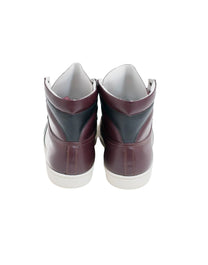 SAINT LAURENT SIGNATURE COURT CLASSIC SL/10H HIGH-TOP SNEAKER IN BURGUNDY LEATHER WITH BLACK ACCENTS AND A WHITE RUBBER SOLE