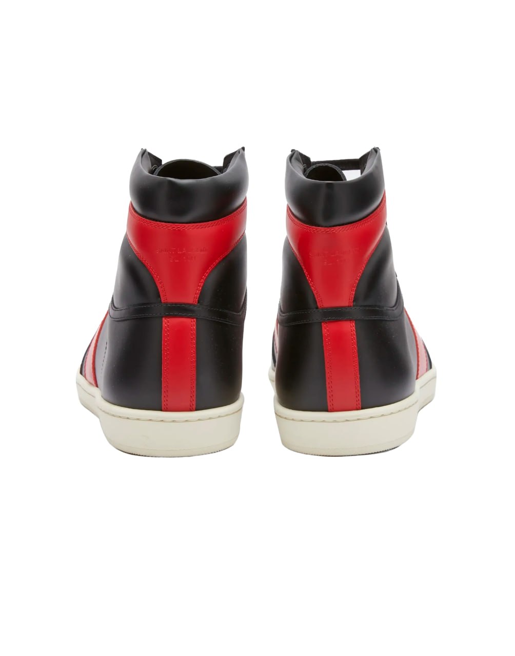 ZAPATILLAS ALTAS SAINT LAURENT COURT CLASSIC SL/10H EN PIEL NEGRA Y ROJA.