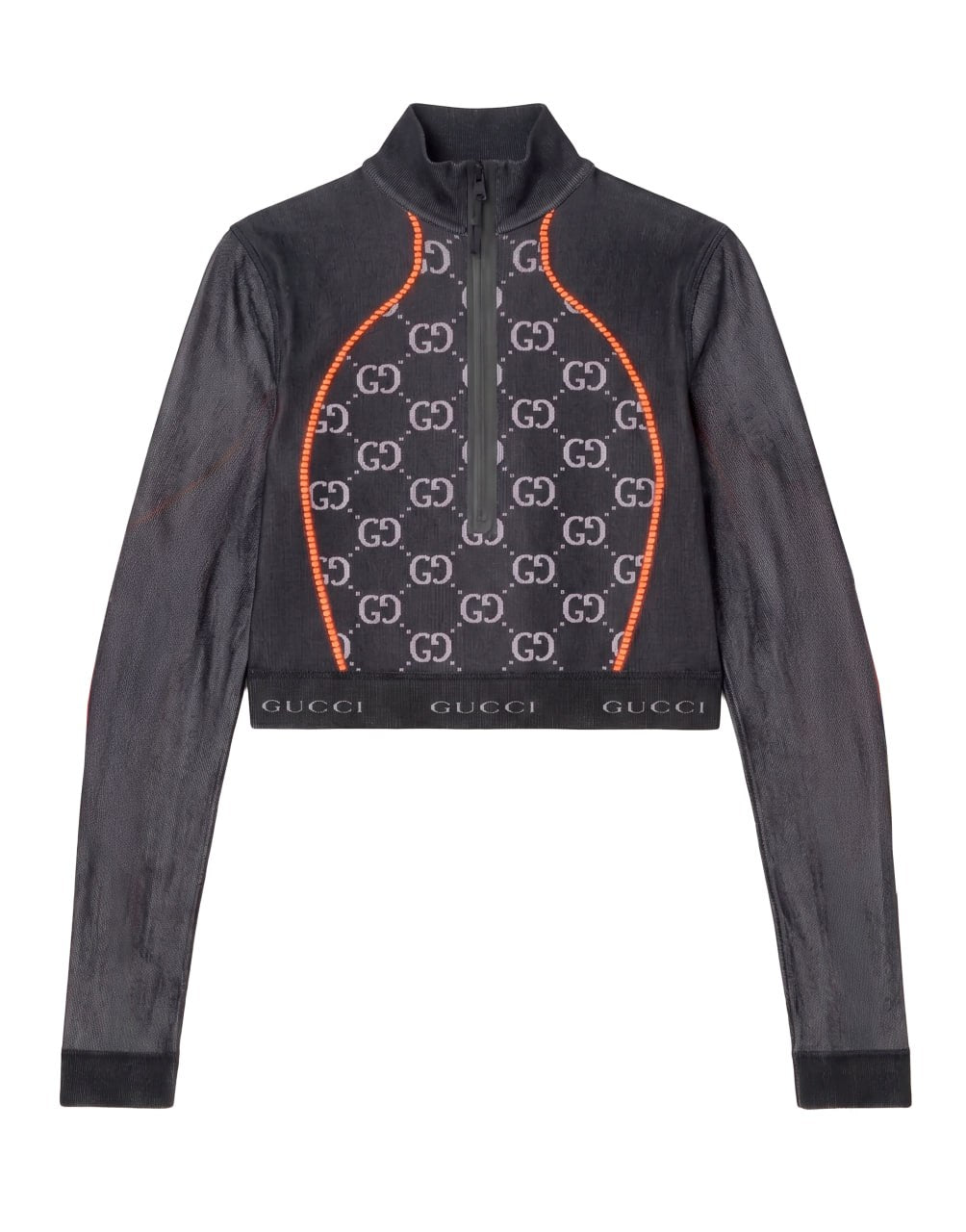 L/S TOP POLYAMIDE JERSEY JACQ BLACK/ORANGE GG