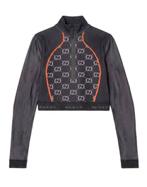 L/S TOP POLYAMIDE JERSEY JACQ BLACK/ORANGE GG