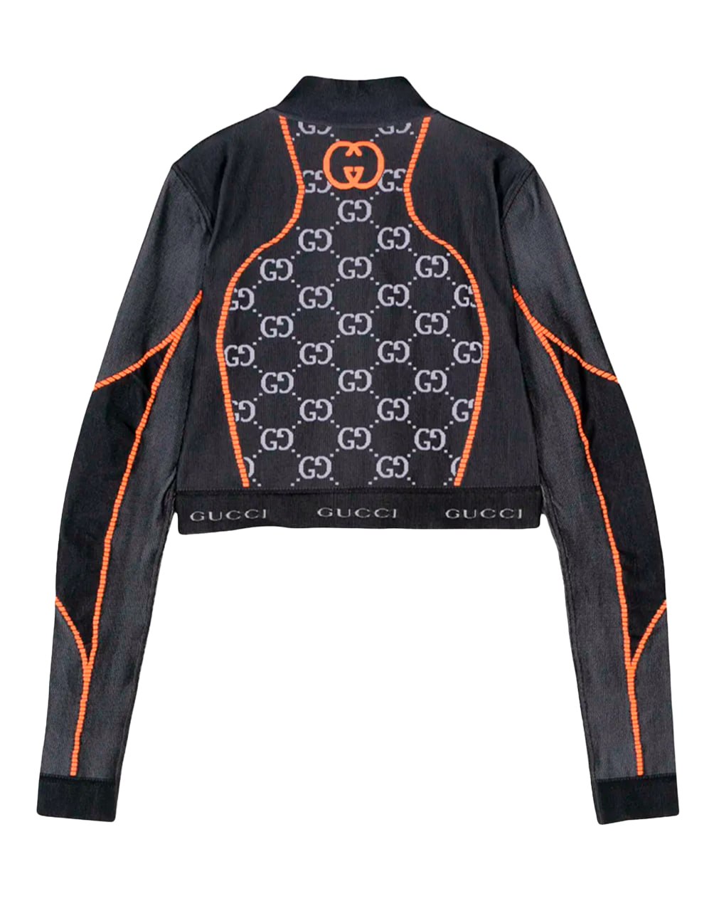 L/S TOP POLYAMIDE JERSEY JACQ BLACK/ORANGE GG