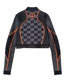 L/S TOP POLYAMIDE JERSEY JACQ BLACK/ORANGE GG