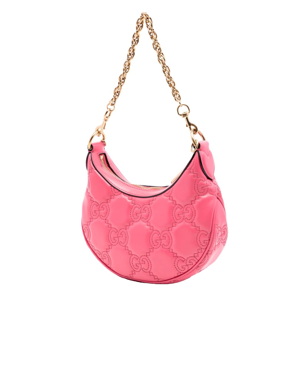 GUCCI GG QUILTED LEATHER HOBO BAG PINK WITH GOLD HARDWARE