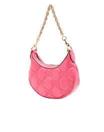 GUCCI GG QUILTED LEATHER HOBO BAG PINK WITH GOLD HARDWARE