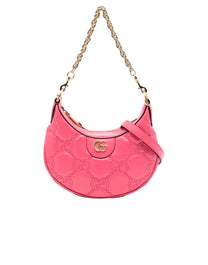 GUCCI GG QUILTED LEATHER HOBO BAG PINK WITH GOLD HARDWARE