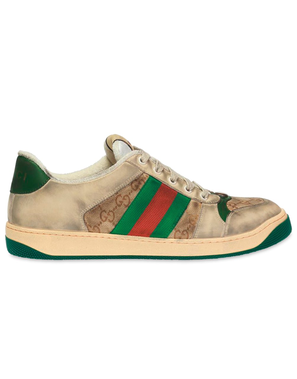 SNEAKERS GUCCI SCREENER GG ENAMEL CASUAL GREYIS GREEN