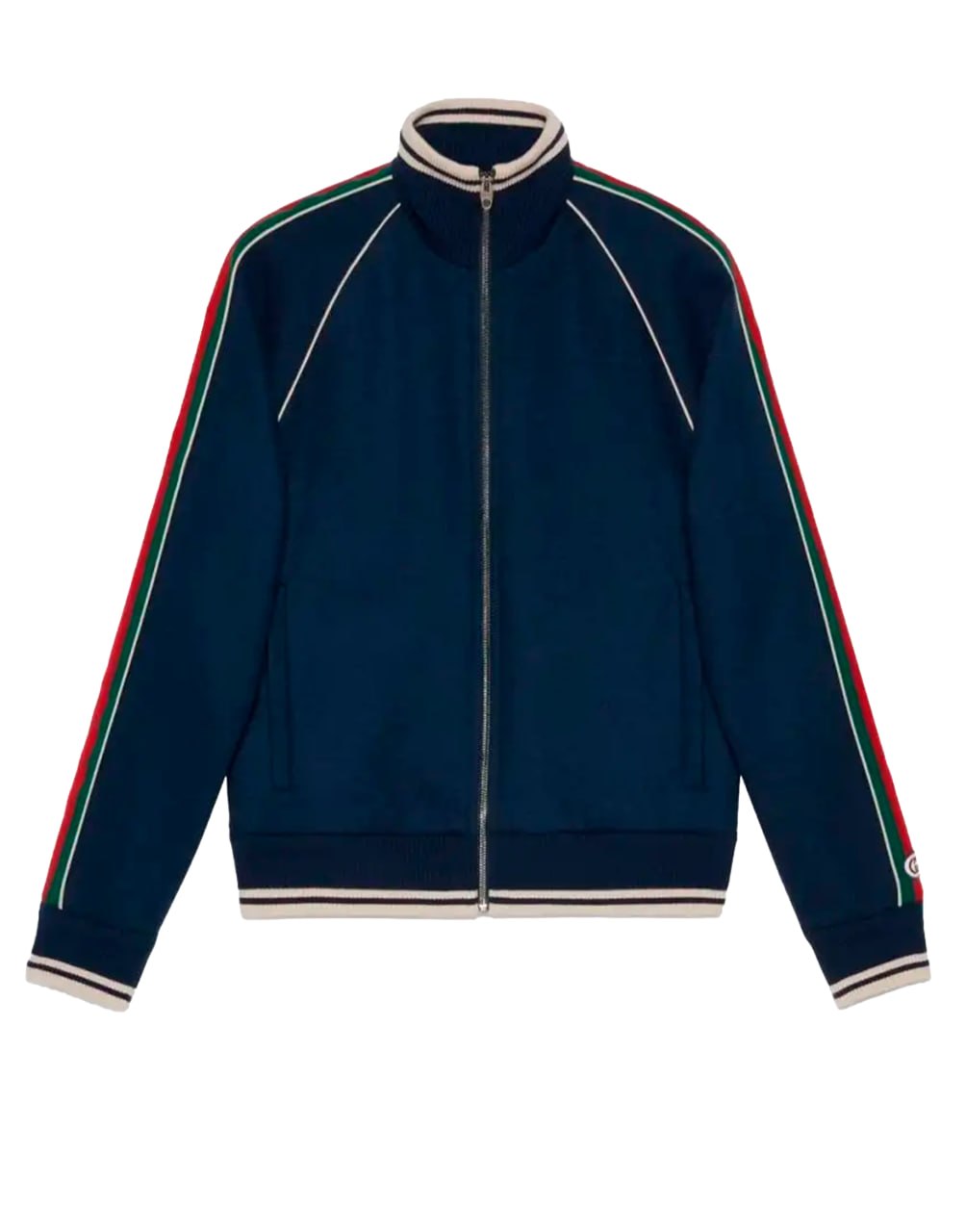 GUCCI GG TECHNICAL JERSEY TRACK JACKET 'NAVY/RED