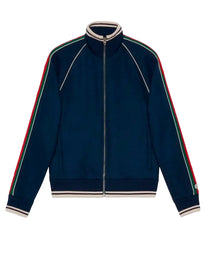 GUCCI GG TECHNICAL JERSEY TRACK JACKET 'NAVY/RED
