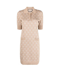 GG JACQUARD KNIT POLO DRESS