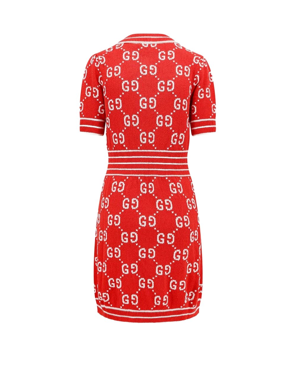 GG JACQUARD KNIT POLO DRESS WITH CONTRAST STRIPES