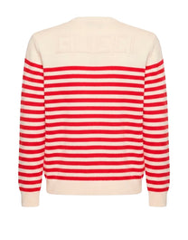 PULLOVER COTTON/WOOL IVORY/LIVE RED