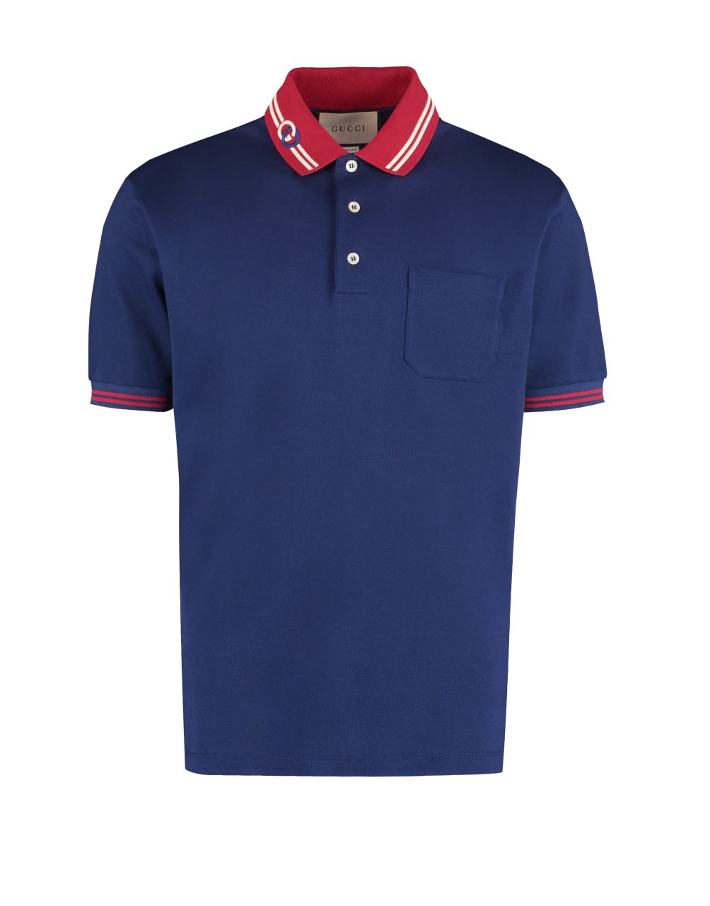 S/S POLO STRETCH COTTON PIQUET INCHIOSTRO/RED/MC