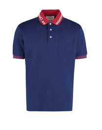 S/S POLO STRETCH COTTON PIQUET INCHIOSTRO/RED/MC