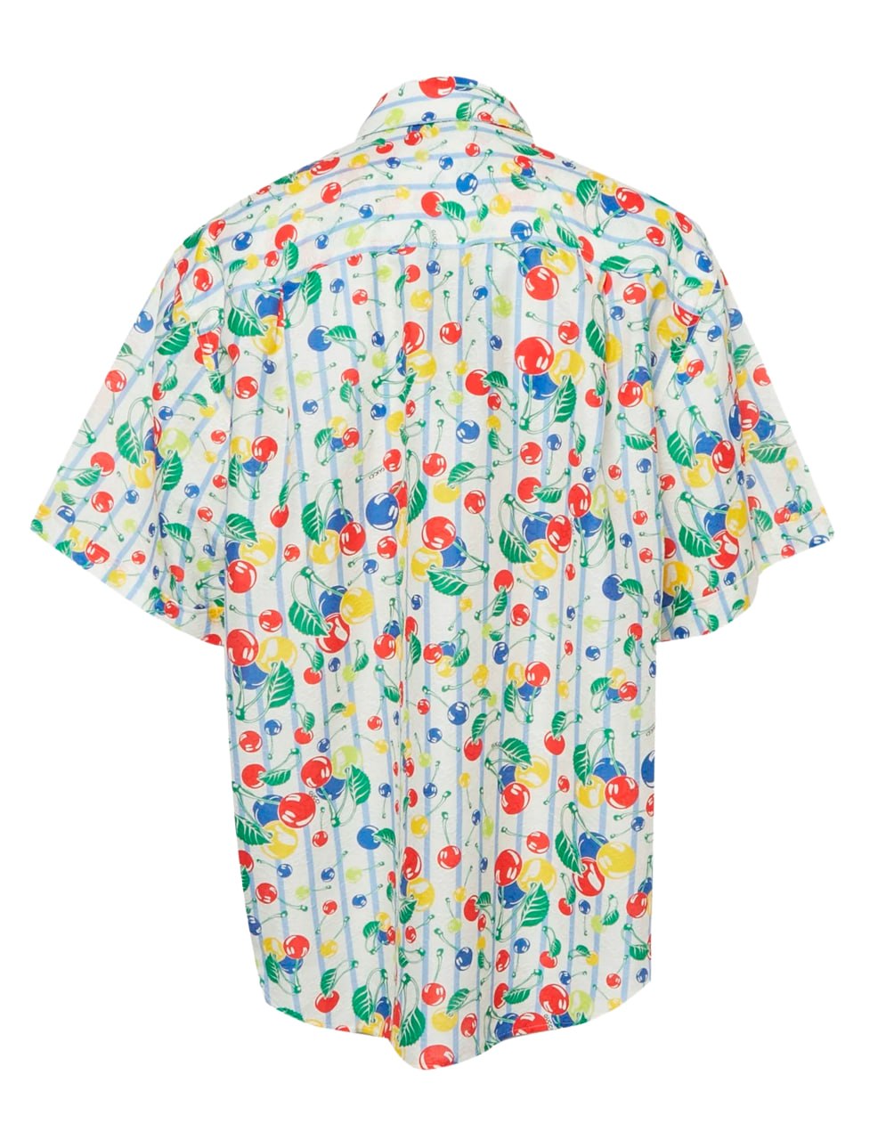 CHEMISE CHERRIES STRIPE ON POPELINE PR IVORY/AZURE/MC