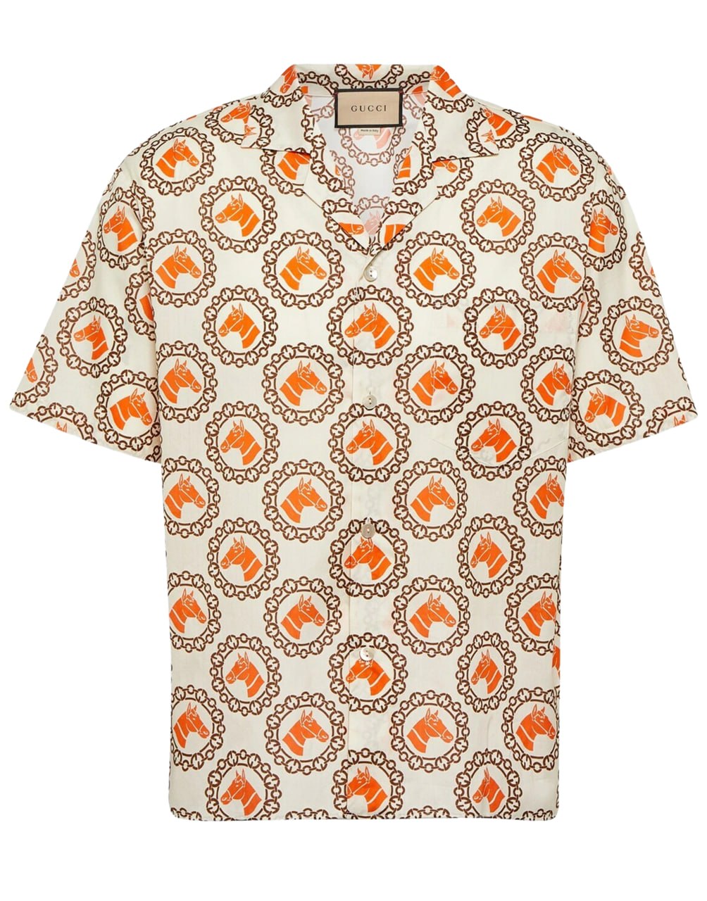 SHIRT HORSE GG CHAIN ON MUSLIN PRT IVORY/ORANGE/MC