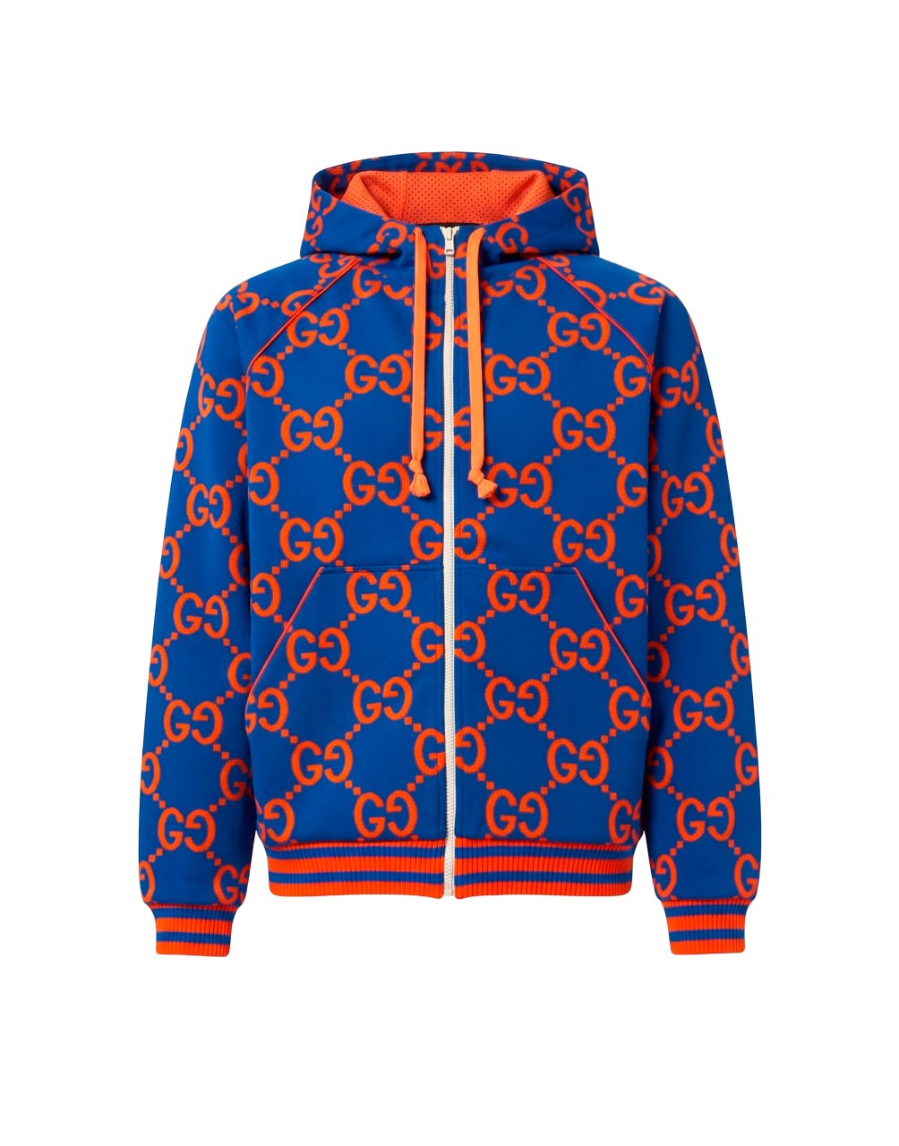 GUCCI GG KNIT ZIP-UP JACKET 'BLUE/ORANGE'