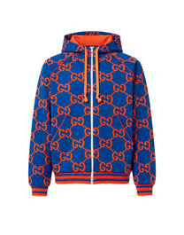 GUCCI GG KNIT ZIP-UP JACKET 'BLUE/ORANGE'