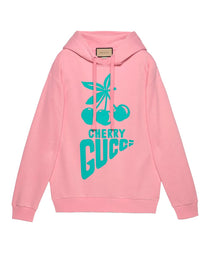 HOODED  SWEATSHIRT HEAVY FELTED COTTON JERSEY SUGAR  PINK/ACQUAMA