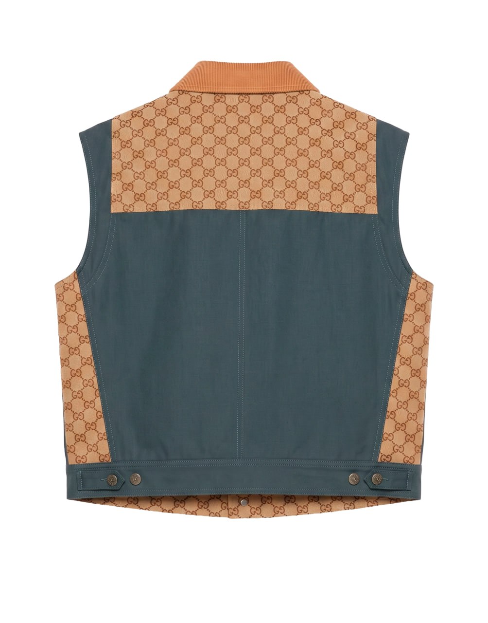 GILET COTTON CANVAS W/GG CANVAS DTL DARK GREY/MIX