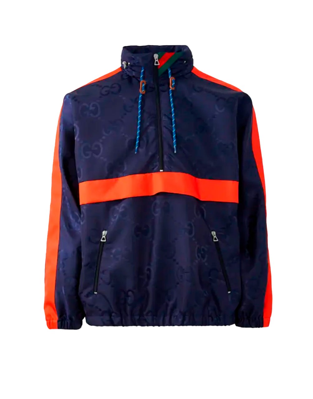 BOMBER NYLON CANVAS GG JUMBO W/LEATH TIDE/MIX