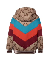 GUCCI GG TECHNICAL JERSEY ZIP-UP HOODIE 'BEIGE/EBONY' CAPOTA