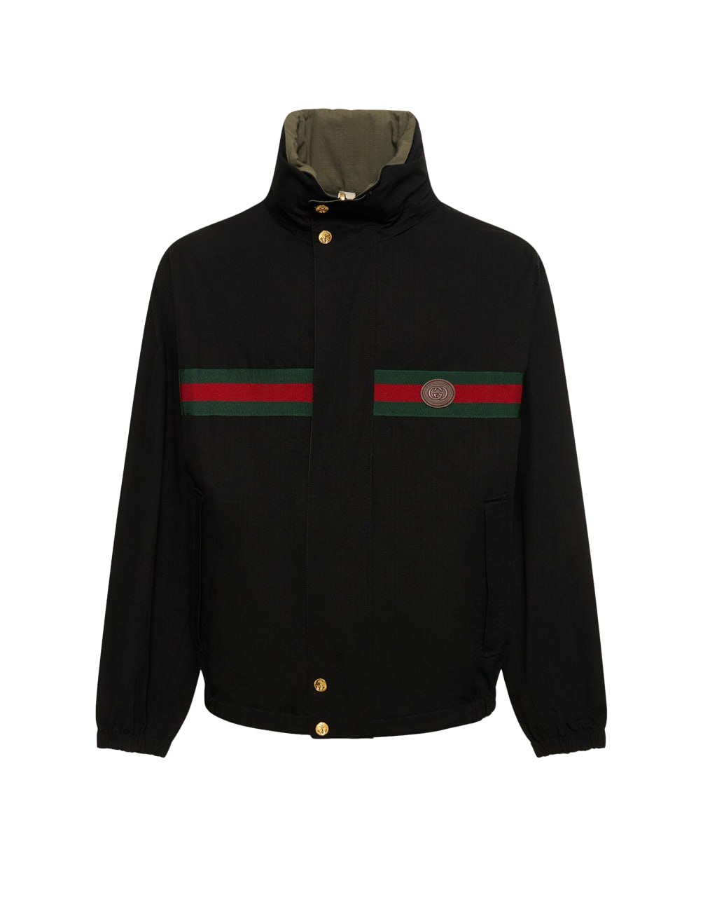GUCCI SPW BLOUSON COTTON NYLON RIPSTOP W/LEATH BLACK/MIX