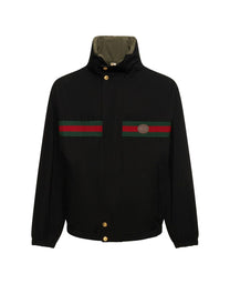 GUCCI SPW BLOUSON COTTON NYLON RIPSTOP W/LEATH BLACK/MIX