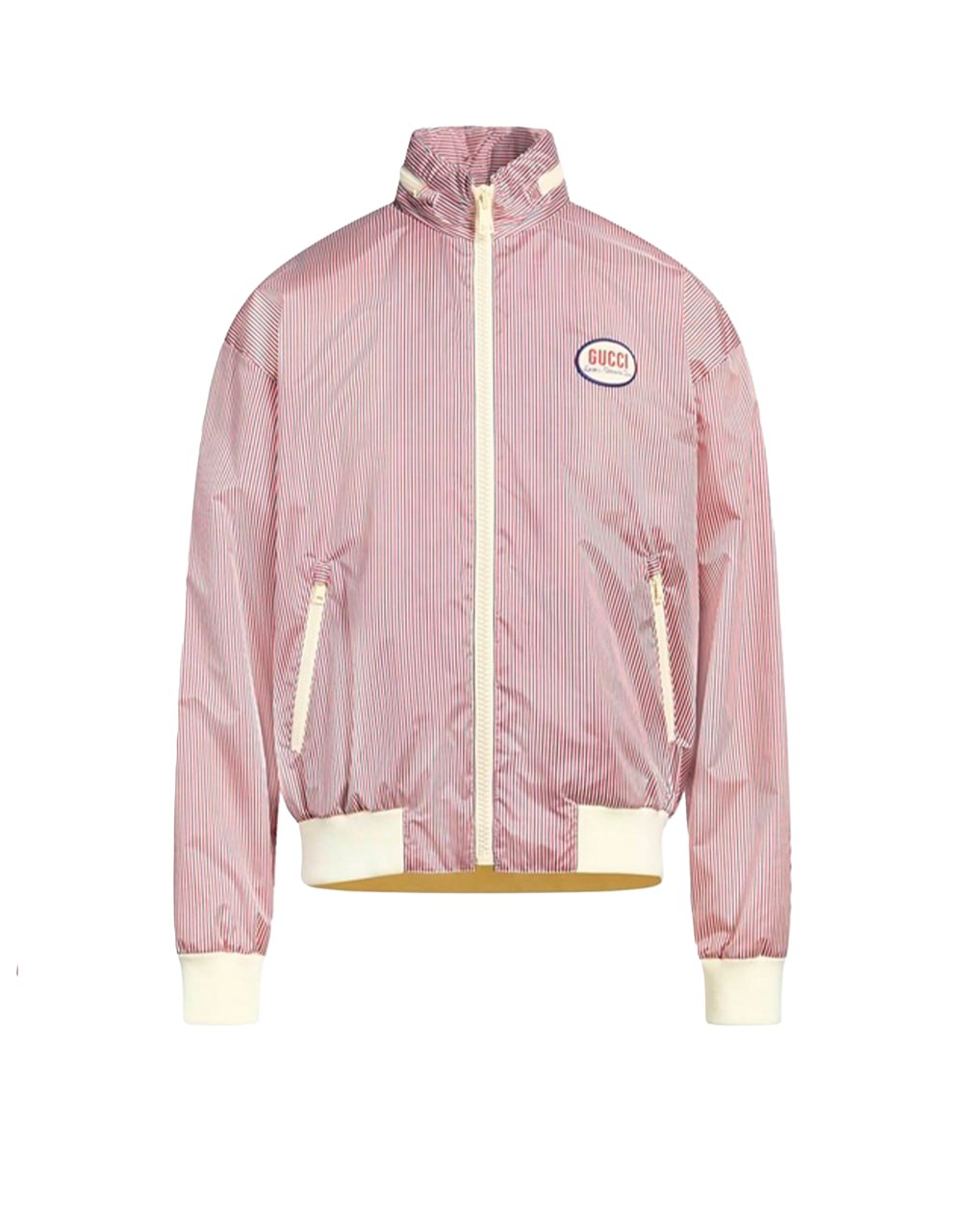 GUCCI "GUCCI CLUB" STRIPED ZIP JACKET-RED/WHITE/BLUE