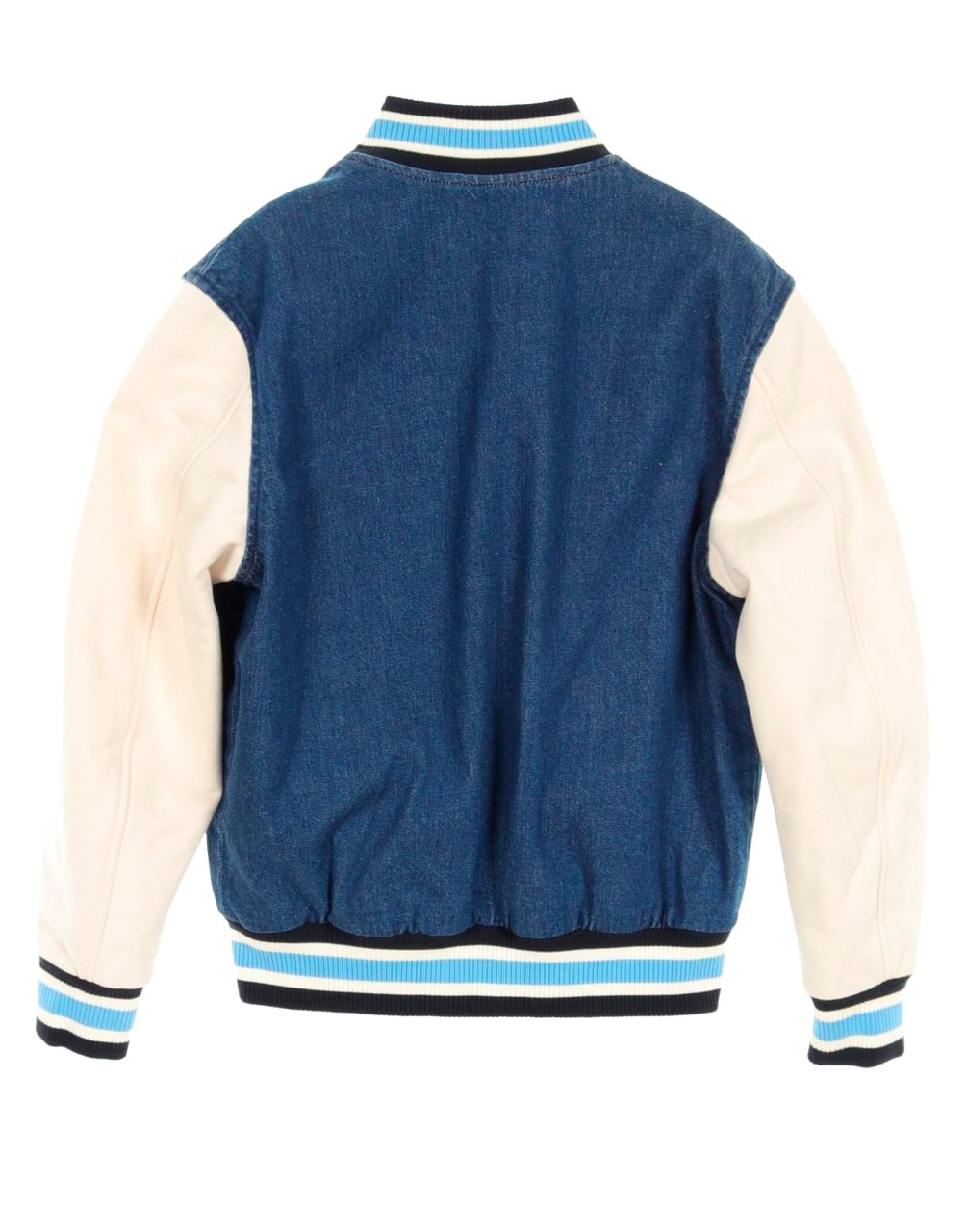 GUCCI BAND Y2K DESIGNER BLUE COLORBLOCK DENIM  CORDUROY VARSITY JACKET NWT