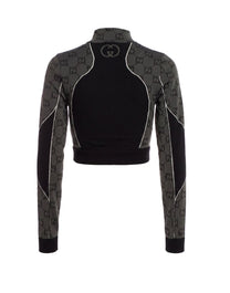 L/S TOP POLYAMIDE JERSEY JACQ BLACK/ORANGE GG
