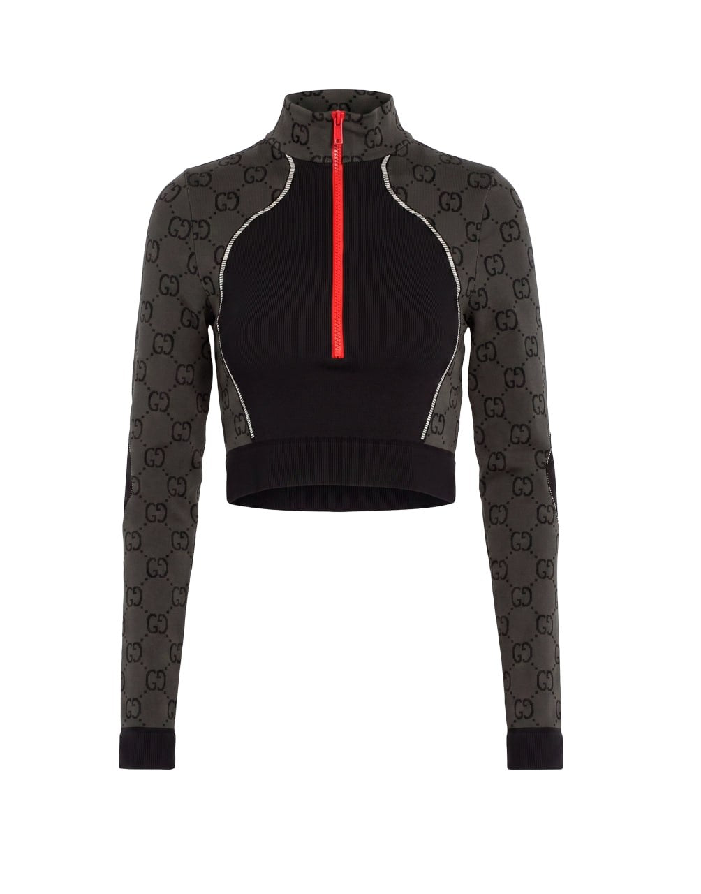 L/S TOP POLYAMIDE JERSEY JACQ BLACK/ORANGE GG