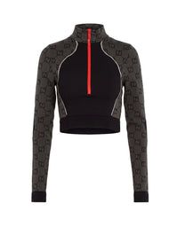 L/S TOP POLYAMIDE JERSEY JACQ BLACK/ORANGE GG