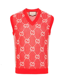 GUCCI GG KNIT VEST RED/WHITE